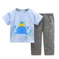 thumbnail image 1 of FAOWME Kids Summer Tops With Pants Home Boys Girls Cartoon Printed Short Sleeve T Shirt Long Pants Outfits Suits Children Clothing Clothes Sets Lovely O-Neck Dailywear, 1 of 3
