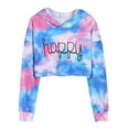 thumbnail image 1 of FAOWME Kids Teen Girls Crop Tops Tie-Dye Hoodies Long Sleeve Pullover Sweatshirts Tops Blue 9-10 Years, 1 of 4