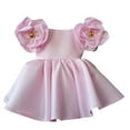 thumbnail image 1 of FAOWME Kids Toddler Baby Girls Spring Summer Flower Cotton Short Sleeve Party Princess Dress Sundress Vacation Dresses Pink 2-3 Years, 1 of 3