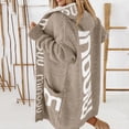 thumbnail image 1 of FAOWME Ladies Hooded Sweater Cardigan With Pockets Long Sleeve Letter Print Knit Mid Length Loose Fashion Jacket For Casual Daily Wear,A,L, 1 of 4