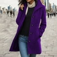 thumbnail image 1 of FAOWME Ladies Thick Coat With Pocket Long Sleeve Turndown Collar Buttons Solid Color Mid Length Comfortable Jacket For Autumn And Winter,Purple,S, 1 of 8