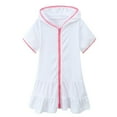 thumbnail image 1 of FAOWME Little Girls Swim Cover Up Kids Swimsuit Coverup Zip Up Beach Bathing Suit Hooded Bathrobe Absorbent Terry Beach Dress White 3-4 Years, 1 of 8