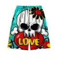 thumbnail image 1 of FAOWME Men Halloween Shorts With Pocket Drawstring Elastic Waist Skull Print Wide Leg Loose Fit Shorts For Casual Daily Wear,Light Blue,Xxl, 1 of 2