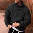 thumbnail image 1 of FAOWME Men Knitted Sweater Long Sleeve Turtleneck Solid Color Fashion Comfortable Warm Loose Pullover Top For Autumn Winter Daily Wear Black L, 1 of 5