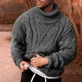 thumbnail image 1 of FAOWME Men Knitted Sweater Long Sleeve Turtleneck Solid Color Fashion Comfortable Warm Loose Pullover Top For Autumn Winter Daily Wear Gy1 S, 1 of 5