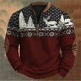 thumbnail image 1 of FAOWME Men's Christmas Pullover Long Sleeved Stand Collar Half Zipper Xmas Printed Fashion Comfortable Sweatshirt Tops For Holiday Daily Wear Wine L, 1 of 3