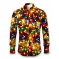 thumbnail image 1 of FAOWME Men's Christmas Shirt Long Sleeved Lapel Buttons Xmas Printed Fashion Comfortable Blouse Tops For Casual Daily Wear Gold L, 1 of 2