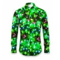 thumbnail image 1 of FAOWME Men's Christmas Shirt Long Sleeved Lapel Buttons Xmas Printed Fashion Comfortable Blouse Tops For Casual Daily Wear Green L, 1 of 2
