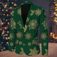 thumbnail image 1 of FAOWME Men's Christmas Suit Jacket Long Sleeved Lapel Buttons Snowflake Printed Fashion Comfortable Coats Tops For Casual Daily Wear Green L, 1 of 5