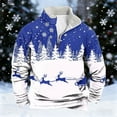 thumbnail image 1 of FAOWME Men's Christmas Sweater With Pocket Long Sleeve Half Zip Reindeer Print Knitted Fashion Casual Warm Pullover Top For Autumn Winter Daily Wear Blue L, 1 of 4