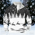 thumbnail image 1 of FAOWME Men's Christmas Sweater With Pocket Long Sleeve Half Zip Reindeer Print Knitted Fashion Casual Warm Pullover Top For Autumn Winter Daily Wear Grey M, 1 of 4