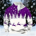 thumbnail image 1 of FAOWME Men's Christmas Sweater With Pocket Long Sleeve Half Zip Reindeer Print Knitted Fashion Casual Warm Pullover Top For Autumn Winter Daily Wear Purple Xxl, 1 of 4