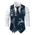 thumbnail image 1 of FAOWME Men's Christmas Vest Long Sleeved V Neck Buttons Snowflake Printed Fashion Comfortable Tops For Casual Daily Wear Blue S, 1 of 5