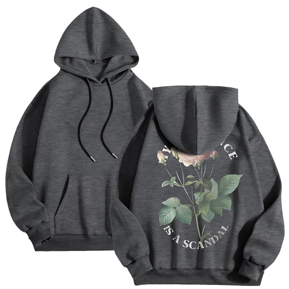 FAOWME Men's Hoodies With Pocket Long Sleeve Cartoon Printing Drawstring Comfortable Breathable Sweatshirt Coat For Casual Daily Wear Grey Xl