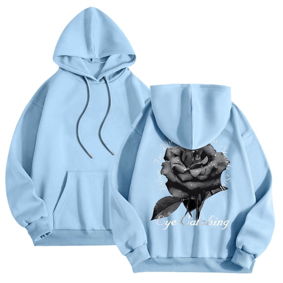 FAOWME Men's Hoodies With Pocket Long Sleeve Cartoon Printing Drawstring Comfortable Breathable Sweatshirt Coat For Casual Daily Wear Sky Blue S