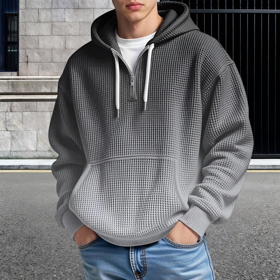 FAOWME Men's Hoodies With Pocket Long Sleeve Round Neck Gradient Drawstring Fashion Casual Sweatshirt Top For Autumn Winter Daily Wear A L