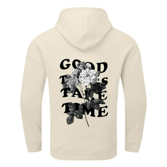 FAOWME Men's Hoodies With Pocket Long Sleeved Drawstring Letter Print Fashion Comfortable Sweatshirt Tops For Holiday Daily Wear Beige Xxl