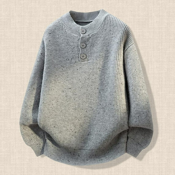 FAOWME Men's Knit Sweater Long Sleeve Round Neck Solid Color Fashion Casual Warm Comfortable Soft Pullover Top For Autumn Winter Daily Wear Light Gray Xxxxl