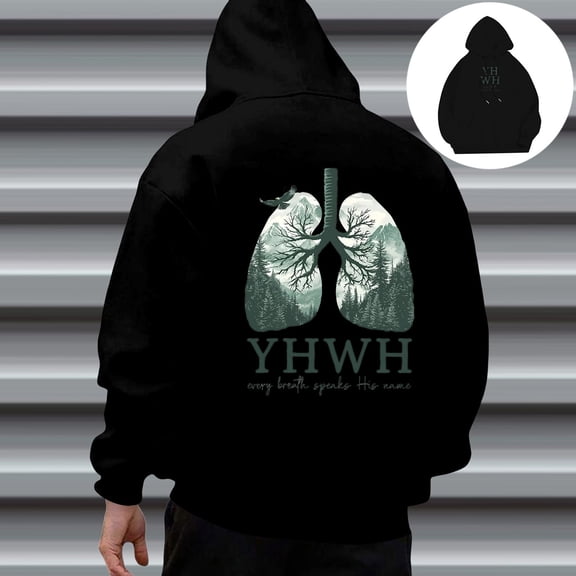 FAOWME Men's Pullover With Pocket Long Sleeve Letter Print Drawstring Comfortable Loose Fit Fashion Sweatshirt For Autumn Winter Daily Wear Black Xxl