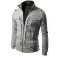 thumbnail image 1 of FAOWME Mens Coat With Pocket Long Sleeved Lapel Solid Color Zipper Comfortable Fashion Warm Jacket For Autumn Winter Daily Wear Grey Xxl, 1 of 4