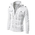 thumbnail image 1 of FAOWME Mens Coat With Pocket Long Sleeved Lapel Solid Color Zipper Comfortable Fashion Warm Jacket For Autumn Winter Daily Wear White Xxxl, 1 of 4