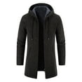 thumbnail image 1 of FAOWME Mens Knitted Hooded Coat Long Sleeved Solid Color Drawstring Zipper Comfortable Warm Jacket For Autumn Winter Daily Wear Green Xl, 1 of 5