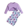 thumbnail image 1 of FAOWME Outfit Sets Children Girls Autumn And Summer Tops + Butterfly Print Halter Skirt 2 Piece Sets Clothes Sets Holiday O-Neck Dailywear, 1 of 7