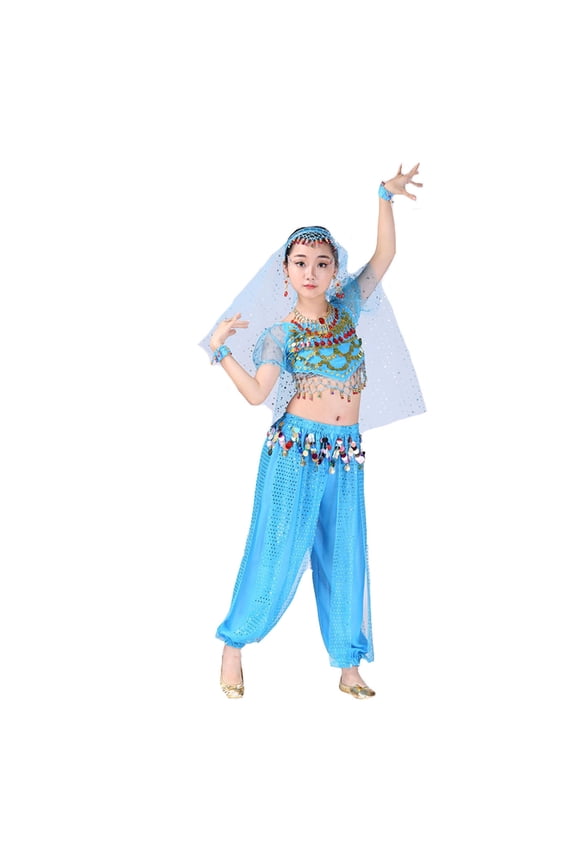 Outfit Sets Handmade Children Girl Belly Dance Kids Belly Dancing Dance Cloth Clothes Sets Breathable O-Neck Dailywear