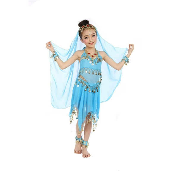 FAOWME Outfit Sets Handmade Children Girl Belly Dance Kids Belly Dancing Dance Cloth Clothes Sets Versatile O-Neck Dailywear