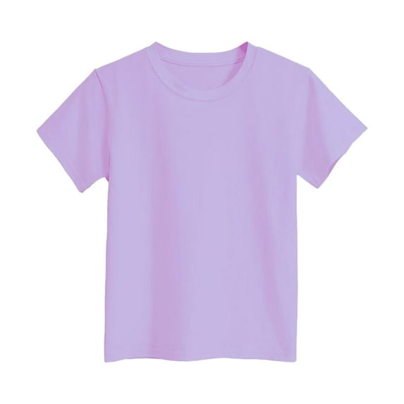 FAOWME Solid Color Children Tshirts Fashion Loose T-Shirt Short Sleeve Tee Tops Light Purple 3-4 Years