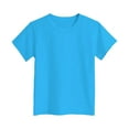 thumbnail image 1 of FAOWME Solid Color Children Tshirts Fashion Loose T-Shirt Short Sleeve Tee Tops Sky Blue 6-7 Years, 1 of 4