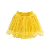 FAOWME Spring Children Skirt Girls Mesh Skirt Nailed Beads Children Skirt Pengpeng Base Skirt Yellow 12-18 Months