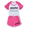 thumbnail image 1 of FAOWME Summer Children Kids Boys Girls Soft Short Sleeve Shirt Blouse Tops And Shorts Casual 2PCS Outfits Set Hot Pink 8-9 Years, 1 of 5