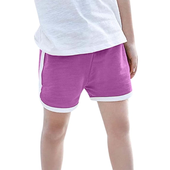 FAOWME Summer Kids Casual Shorts For Boys Girls Elastic Waist Beach Pants Trousers Kids Swimwear Vacation Hawaii Toddler To Big Kids Sizes Purple 3-4 Years