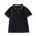 thumbnail image 1 of FAOWME Summer Toddler Boys Girls Short Sleeve Solid Color T-Shirt Tops Tee Navy 3-4 Years, 1 of 6