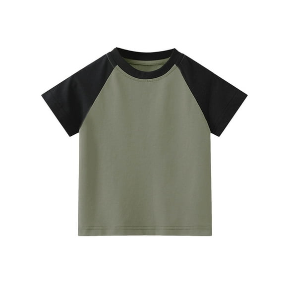 FAOWME Summer Toddler Boys Girls Short Sleeve T-Shirt Tops Tee Army Green 5-6 Years