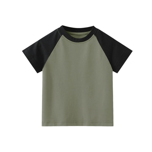 FAOWME Summer Toddler Boys Girls Short Sleeve T-Shirt Tops Tee Army Green 5-6 Years