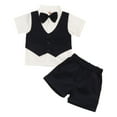 thumbnail image 1 of FAOWME Summer Toddler Boys Short Sleeve Tops Shorts 2PCS Outfits Set For Kids Clothes Blue 18-24 Months, 1 of 7