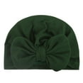 thumbnail image 1 of FAOWME Toddler Baby Boys Girls Cap Beanie Solid Color Cotton Bowknot Elastics Turban Hat Army Green One Size, 1 of 2