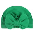 thumbnail image 1 of FAOWME Toddler Baby Boys Girls Cap Beanie Solid Color Cotton Bowknot Elastics Turban Hat Green One Size, 1 of 2