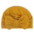thumbnail image 1 of FAOWME Toddler Baby Boys Girls Cap Beanie Solid Color Cotton Bowknot Elastics Turban Hat Yellow One Size, 1 of 2