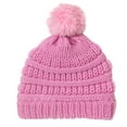 thumbnail image 1 of FAOWME Toddler Baby Boys Girls Knitted Cap Beaniess Pompom Elastics Turban Winter Warm Hat Pink One Size, 1 of 4