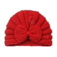 thumbnail image 1 of FAOWME Toddler Baby Boys Girls Knitted Cap Beaniess Solid Color Cotton Bowknot Elastics Turban Hat Red One Size, 1 of 3