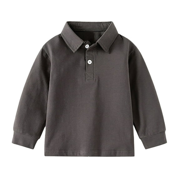 FAOWME Toddler Baby Boys Girls Long Sleeve Solid Color Shirt Tops Fall Winter Kids Clothes Grey 3-4 Years