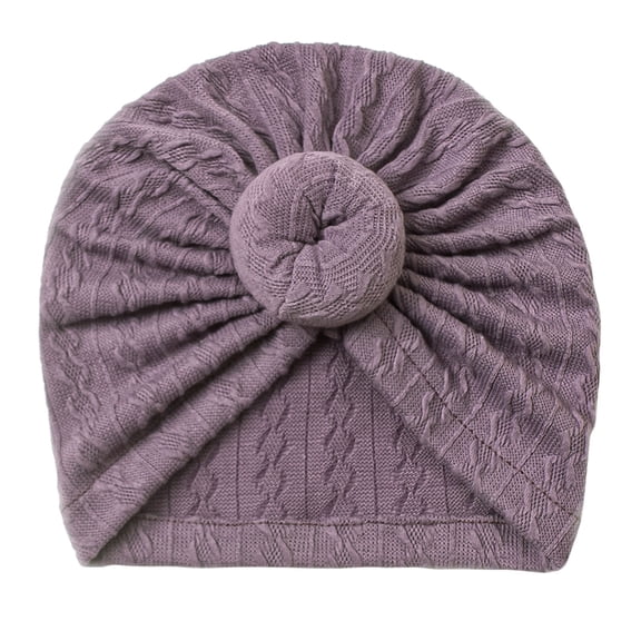 FAOWME Toddler Baby Boys Girls Solid Color Cap Beaniess Knotted Elastics Turban Hat Brown One Size