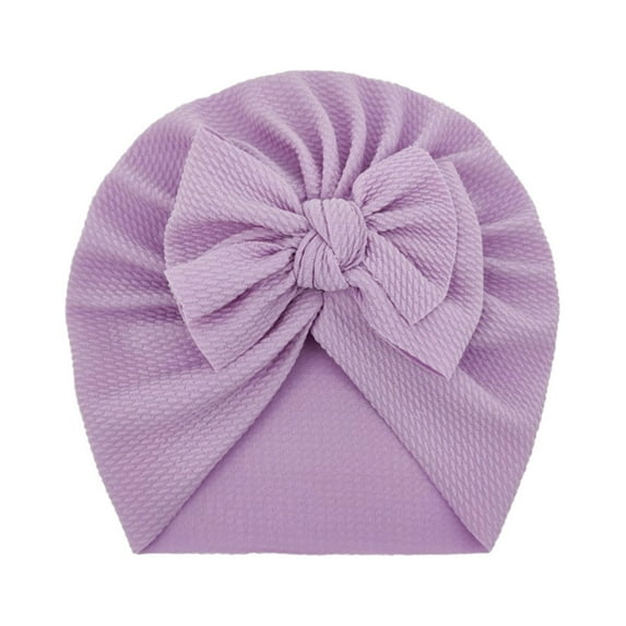 FAOWME Toddler Baby Boys Girls Solid Color Knitted Cap Beanie Bowknot Elastics Turban Hat B One Size