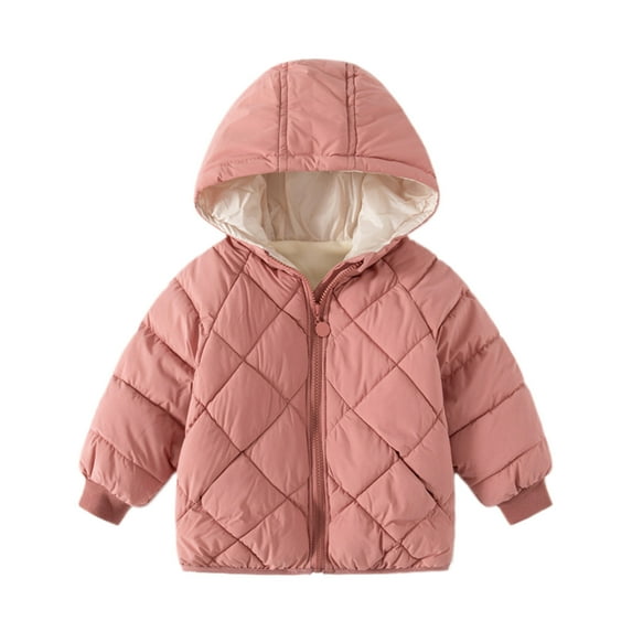 FAOWME Toddler Baby Boys Girls Thick Warm Hooded Coat Winter For Baby Clothes Coat Jacket Outwear Solid Color Pink 4-5 Years