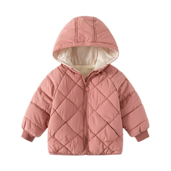 FAOWME Toddler Baby Boys Girls Thick Warm Hooded Coat Winter For Baby Clothes Coat Jacket Outwear Solid Color Pink 5-6 Years