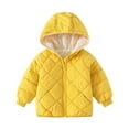 thumbnail image 1 of FAOWME Toddler Baby Boys Girls Thick Warm Hooded Coat Winter For Baby Clothes Coat Jacket Outwear Solid Color Yellow 3-4 Years, 1 of 4