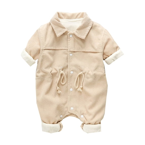 FAOWME Toddler Baby Girls Boys Thick Warm Jumpsuit Onesie Drawstring Solid Color White 3-6 Months
